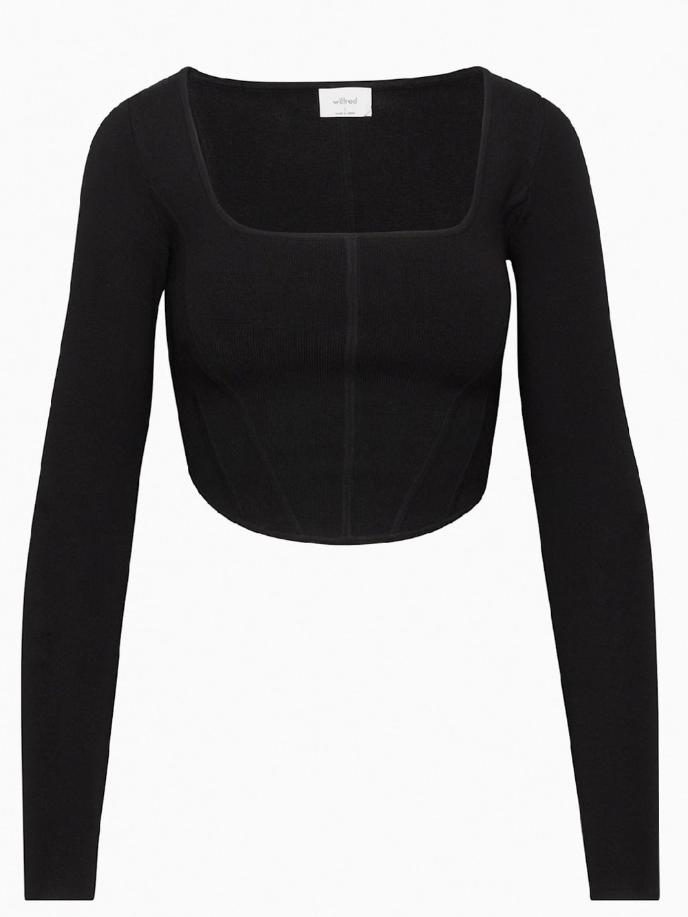 ARITZIA WILFRED Natalie Sweater Black Fitted Bustier Long Sleeve